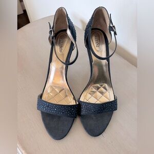 Navy blue strappy heels. Size 8.5. Rhinestone accents. Great condition.